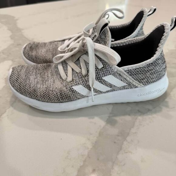 Adidas Cloudfoam Athletic Running Shoes Womens 6.5 Gray/White Lifestyle Sneakers - Picture 4 of 8